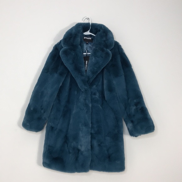 NWT Apparis Stella Faux Fur Coat in stone blue - Picture 5 of 11